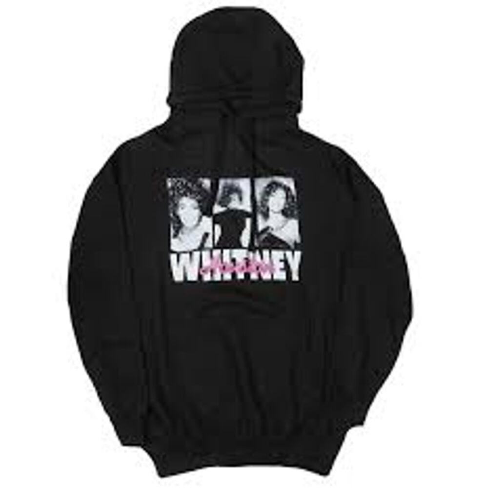 Whitney Houston Unisex Black Hoodie Hooded Pullover Sweatshirt Size M